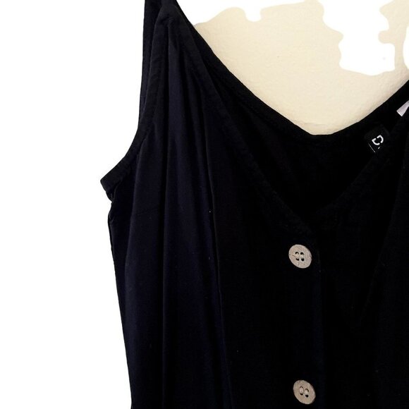 H&M Divided little black dress button detail v-neck casual summer staple - Picture 3 of 8